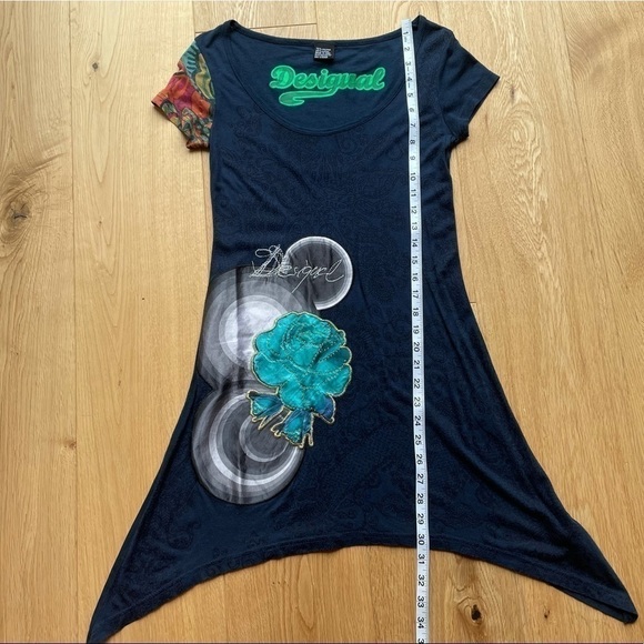 DESIGUAL BLUE FLORAL PRINT  MULTICOLOURED TUNIC - XS - Picture 9 of 16